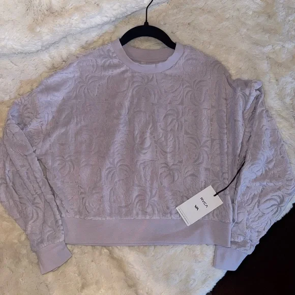 BRAND NEW! 🌸 Lilac oversized crew neck “Sunday Pullover” by RVCA ~ NWT - Picture 1 of 7